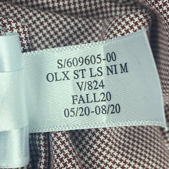 Banana Republic Dress Shirt Men L Tall Long Standard Fit Non Iron Burgundy Check - Picture 11 of 12